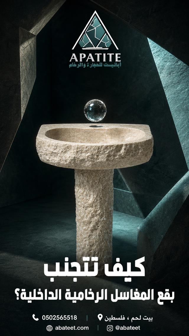 Arabic single post design made in Adly for شركة اباتيت للحجارة والرخام, a natural stone factory in Palestine.